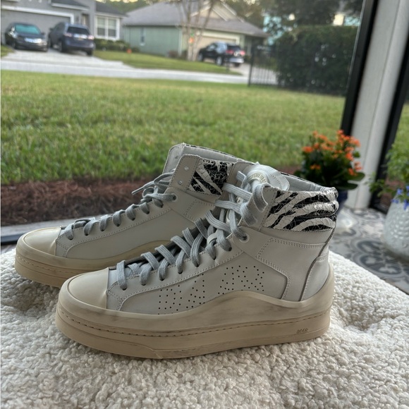 NWT P448 STAR Skate HIGH TOP SNEAKERS SZ 7 or 37 Rare! Zebra print white - Picture 3 of 9